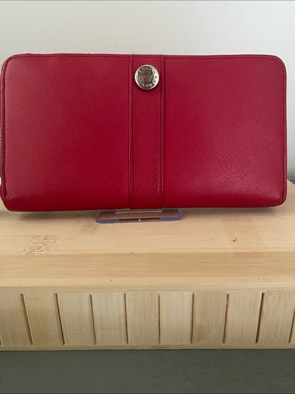 Furla Red Leather Zip Around Long Wallet with Box and Dust Bag